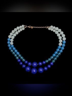LOFT Double-Strand Blue Gradient Beaded Necklace